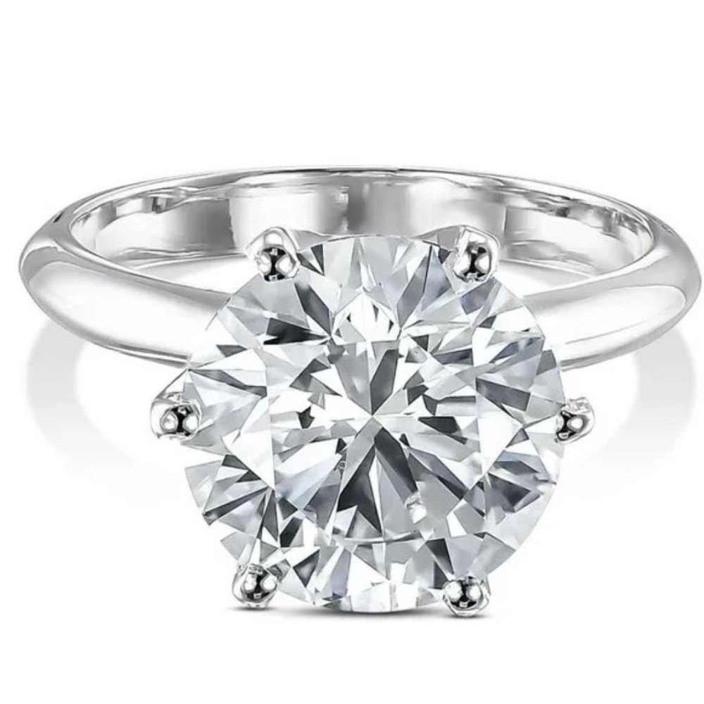 Fabulous Real Huge 5 Ct Moissanite Diamond Ring Size 7 Womens Jewelry